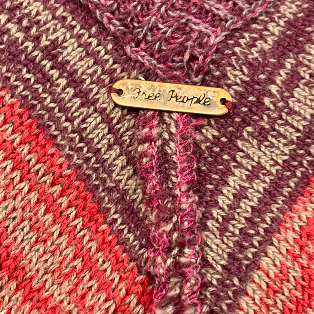 VINTAGE Free People Red and Purple Knit Sweater Dress - Picture 8 of 9